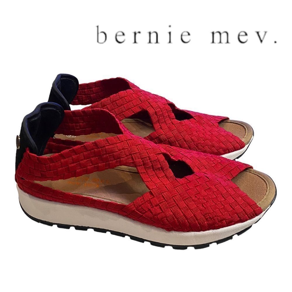 BERNIE MEV. Tara Blossom Crisscross Red Peep Toe Sneaker Sandals NEW 35 5